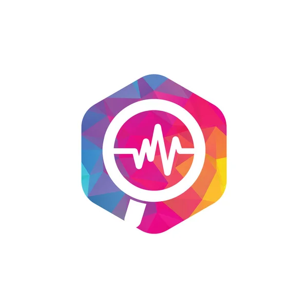 Vergrootglas Hartslag Logo Template Pulsspoor Loupe Vectorontwerp Zoek Health Logo — Stockvector