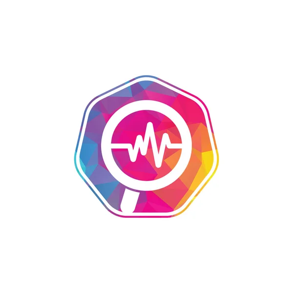 Vergrootglas Hartslag Logo Template Pulsspoor Loupe Vectorontwerp Zoek Health Logo — Stockvector