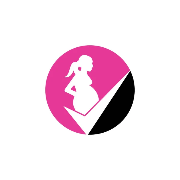 妊娠のロゴのデザインを点検しなさい 妊娠中のロゴシンボルテンプレート Design Vector — ストックベクタ