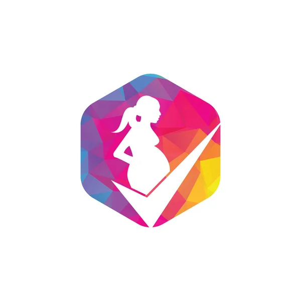 Sprawdź Projekt Logo Ciąży Wektor Wzorca Symbolu Ciężarnej Ciąży — Wektor stockowy