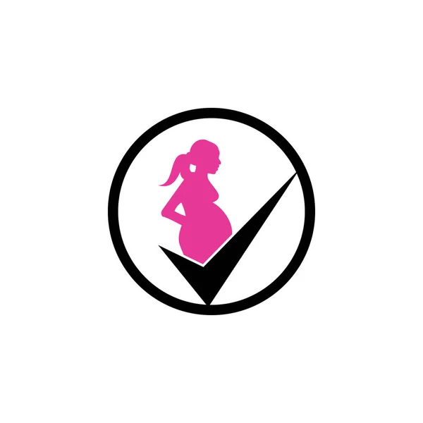 Sprawdź Projekt Logo Ciąży Wektor Wzorca Symbolu Ciężarnej Ciąży — Wektor stockowy