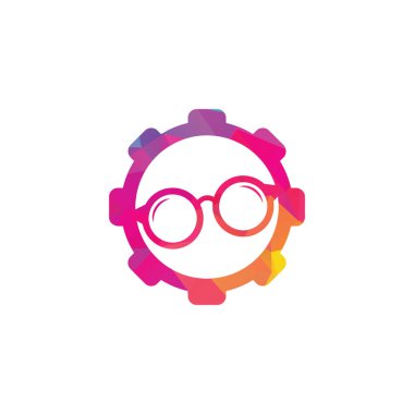 Glasses gear shape concept Logo Design. spectacles icon design template vector