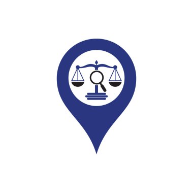 Find Justice map point logo vector template, Creative Law Firm logo design concepts. loupe law firm logo