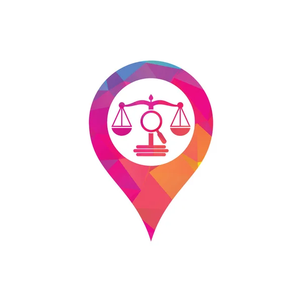 Find Justice Map Point Logo Vector Template Creative Law Firm — Διανυσματικό Αρχείο