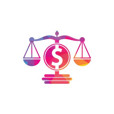 Para ölçekli vektör logosu tasarımı. Finans konsepti. Logotype ölçeği ve dolar sembolü simgesi.