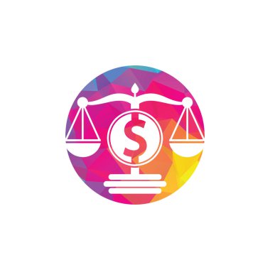 Para ölçekli vektör logosu tasarımı. Finans konsepti. Logotype ölçeği ve dolar sembolü simgesi.