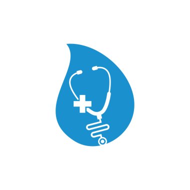 Stetoskop çapraz düşme şekli logo tasarımı. Çapraz ve steteskop simgesi olan sağlık vektörü sağlık logosu.