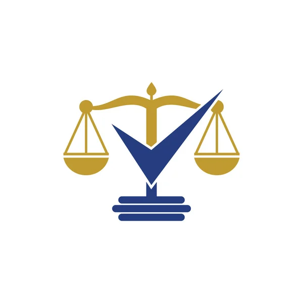 Advokatfirmans Logotyp Juridisk Skala Med Kontroll Tecken Ikon Vektor Design — Stock vektor