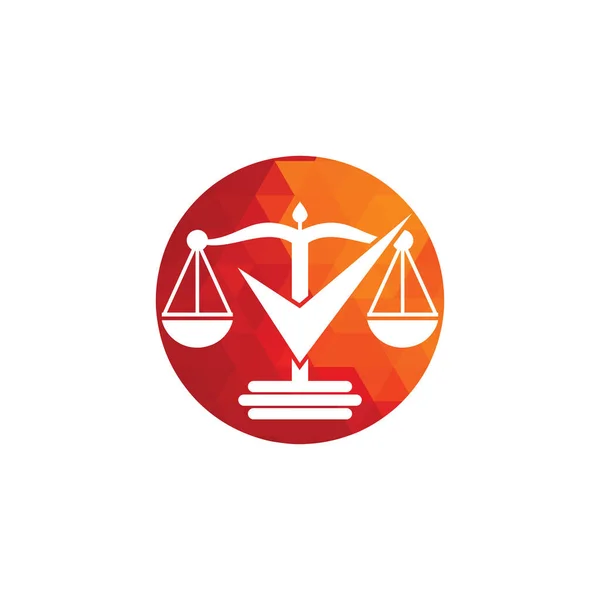 Advokatfirmans Logotyp Juridisk Skala Med Kontroll Tecken Ikon Vektor Design — Stock vektor