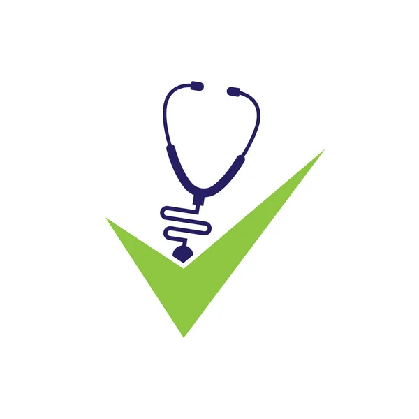 Health Check Logo Design Template Stethoscope Icon Checklist Shape Medical — Stock Vector