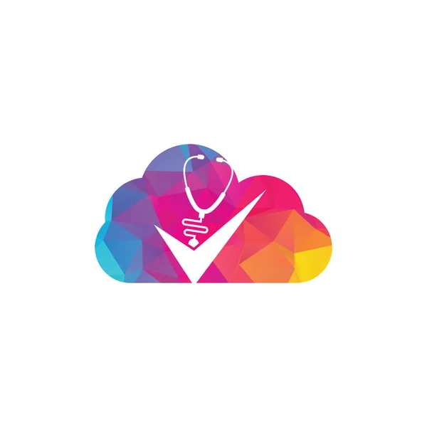 Überprüfen Sie Stethoskop Wolkenform Logo Design Vorlage Stethoskop Symbol Mit — Stockvektor