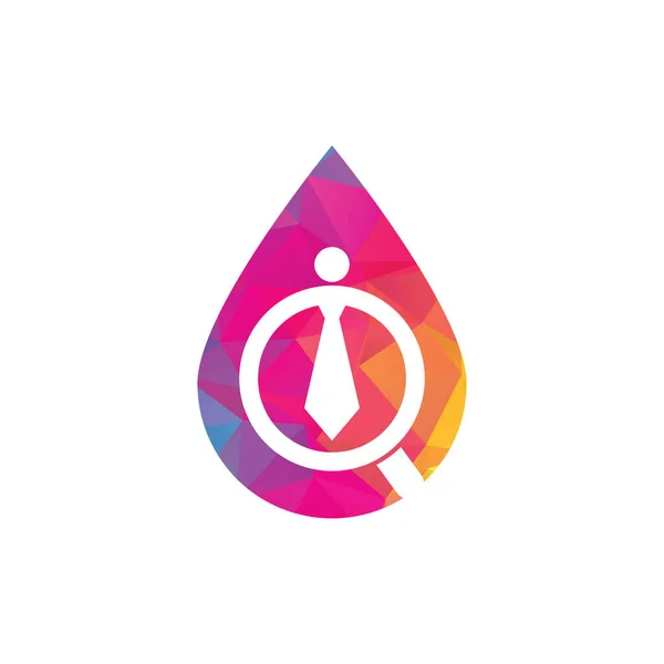 Job Drop Shape Concept Logo Design Vector Icône Recherche Emploi — Image vectorielle