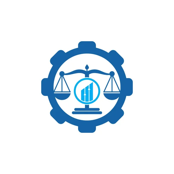 Adalet finans tekerleği şekilli logo vektör şablonu. Grafik logosu tasarımlı yaratıcı hukuk firması