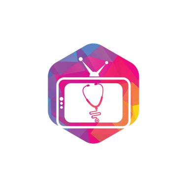 Doktor TV logosu tasarımı. Stetoskop TV logo şablonu.