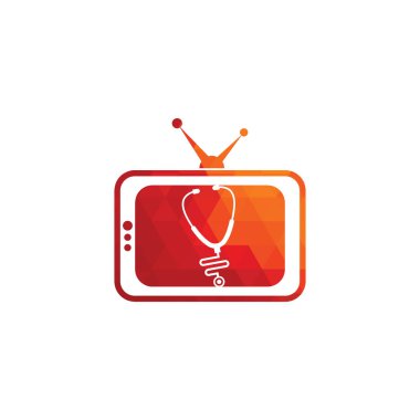 Doktor TV logosu tasarımı. Stetoskop TV logo şablonu.