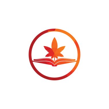 Kitap ve esrar sembolü logo şablonu. Tıp eğitimi için uygun.