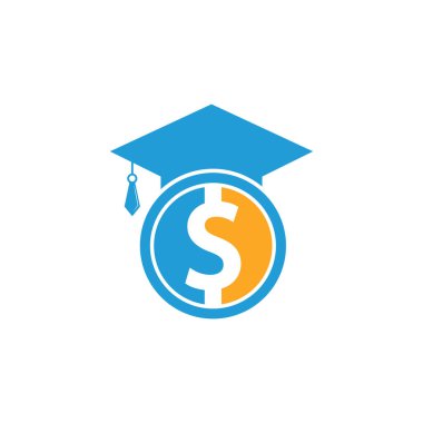 Mezuniyet Kapağı Madeni Para Simgesi Vektörü. Finansal Yatırım Eğitme İllüstrasyonu.