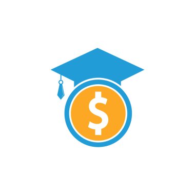 Mezuniyet Kapağı Madeni Para Simgesi Vektörü. Finansal Yatırım Eğitme İllüstrasyonu.