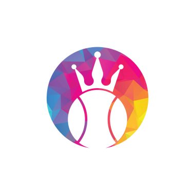 Tenis kralı vektör logosu tasarımı. Tenis topu ve taç simgesi tasarım şablonu.
