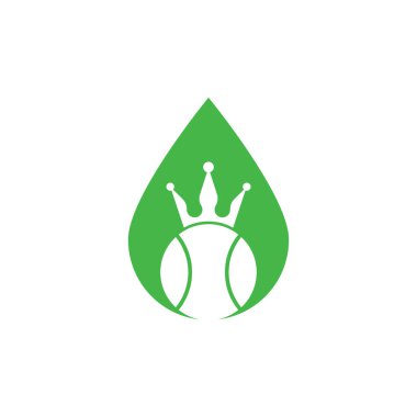 Tenis kralı konsept vektör logosu tasarımı. Tenis topu ve taç simgesi tasarım şablonu.