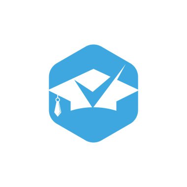 Mezuniyet şapkası ve logo tasarımı. Eğitim logosu tasarımı ve işaretleme logosu.