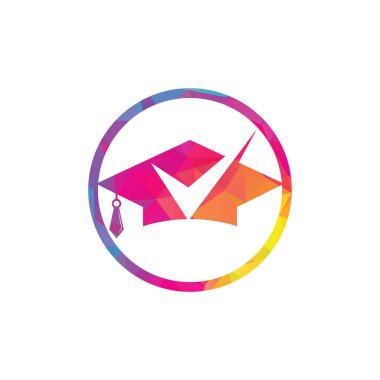 Mezuniyet şapkası ve logo tasarımı. Eğitim logosu tasarımı ve işaretleme logosu.