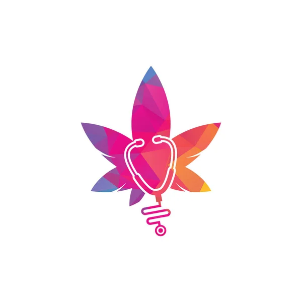 Cannabis Doctor Logo Vector Plantilla Diseño Logotipo Cannabis Estetoscopio — Vector de stock