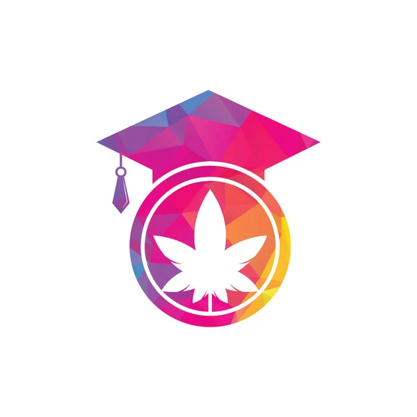Educación Diseño Del Logo Cannabis Tapa Graduación Plantilla Icono Logotipo — Vector de stock