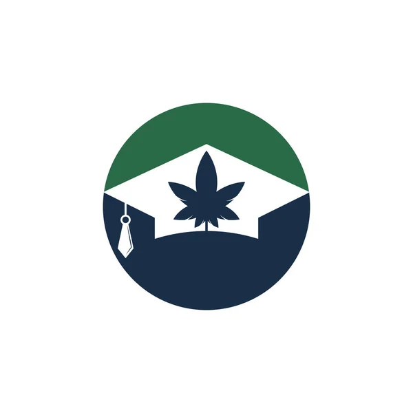 Bildung Und Design Des Cannabis Logos Graduiertenmütze Und Marihuana Logo — Stockvektor