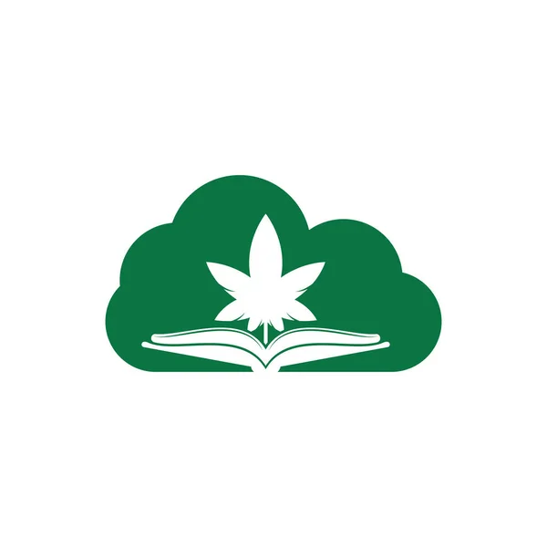 Plantilla Logotipo Símbolo Forma Nube Libro Marihuana Adecuado Para Educación — Vector de stock