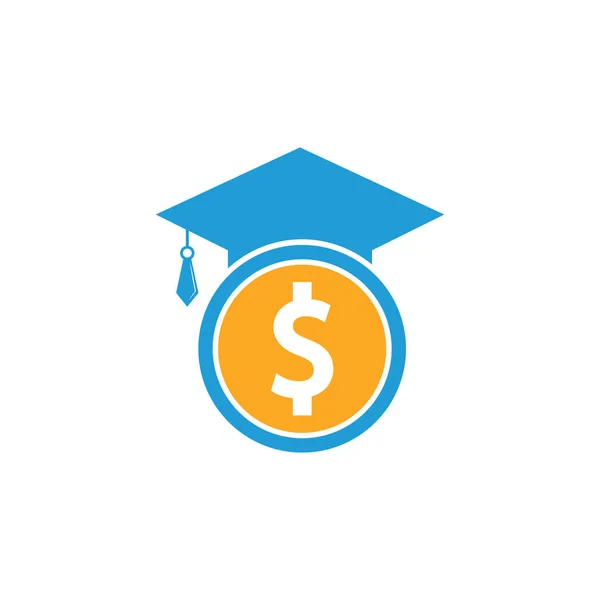 Graduation Cap Dollar Coin Icon Vector Financial Investment Eduction Illustration — Stock Vector