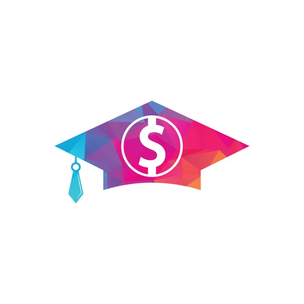 Graduation Cap Dollar Coin Icône Vecteur Illustration Réduction Des Investissements — Image vectorielle