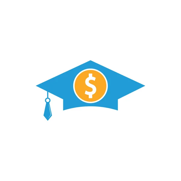 Graduation Cap Dollar Coin Icon Vector Ilustración Educación Sobre Inversión — Archivo Imágenes Vectoriales