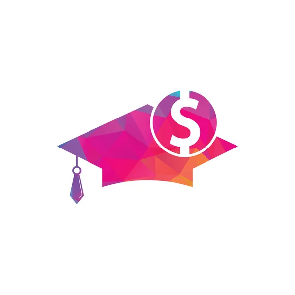 Graduation Cap Dollar Coin Icon Vector Ilustración Educación Sobre Inversión — Archivo Imágenes Vectoriales