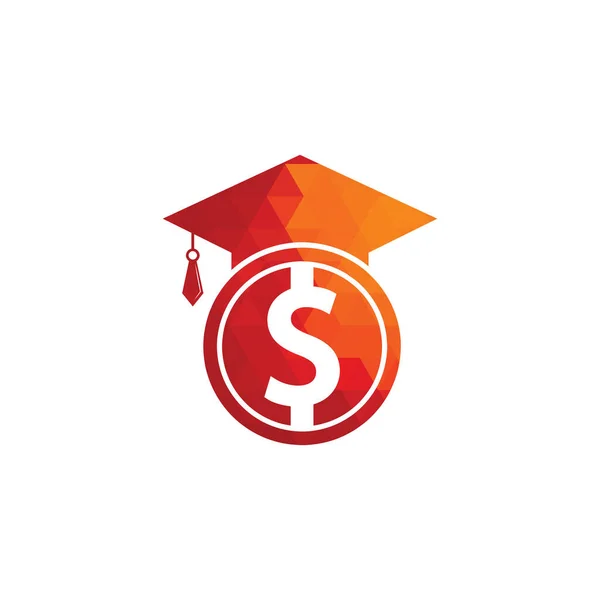卒業キャップドルコインアイコンベクトル 金融投資教育イラスト — ストックベクタ