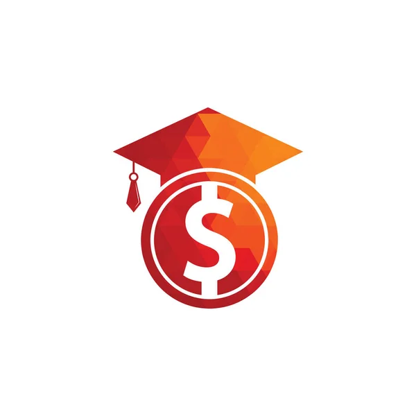 Graduation Cap Dollar Coin Icon Vector Ilustración Educación Sobre Inversión — Archivo Imágenes Vectoriales