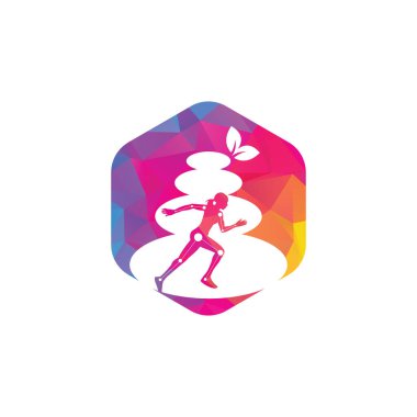 Taş fizyoterapi logosu tasarım şablonu. Yaratıcı soyut spa taşları logo tasarım vektörü.