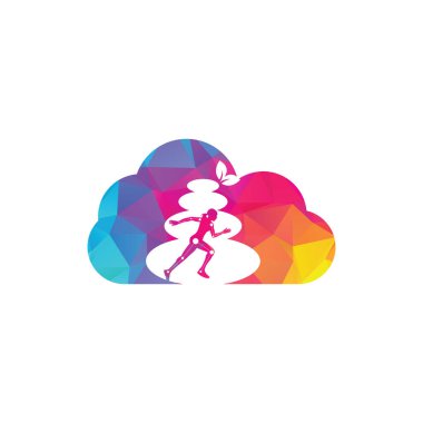 Taş fizyoterapi bulut tasarım şablonu taşıyıcısı. Yaratıcı soyut spa taşları logo tasarım vektörü.