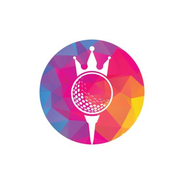 King golf vektör logosu tasarımı. Taç vektör simgesi ile golf topu.