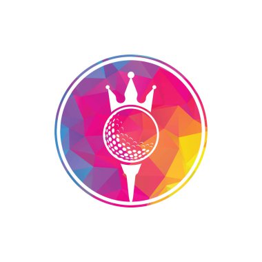 King golf vektör logosu tasarımı. Taç vektör simgesi ile golf topu.