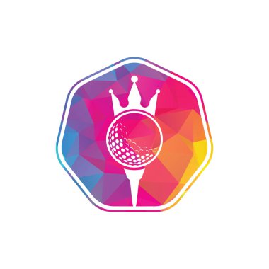 King golf vektör logosu tasarımı. Taç vektör simgesi ile golf topu.