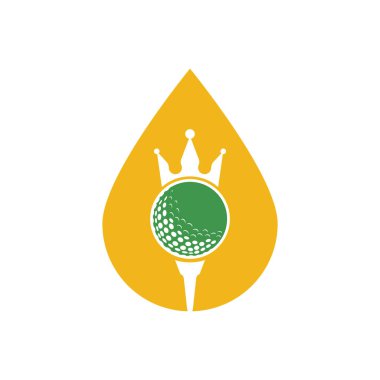 King golf düşüşü konsept vektör logosu tasarımı. Taç vektör simgesi ile golf topu.