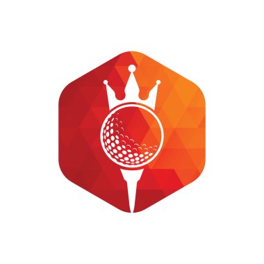 King golf vektör logosu tasarımı. Taç vektör simgesi ile golf topu.