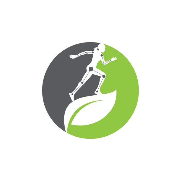 Natura Fisioterapia Logo Icona Vettore Progettazione Del Vettore Del Concetto — Vettoriale Stock