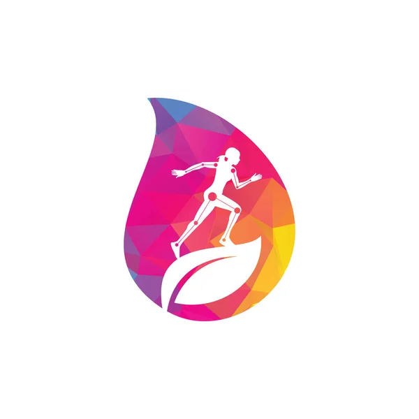 Nature Physiotherapy Drop Shape Concept Logo Icon Vector Progettazione Vettoriale — Vettoriale Stock