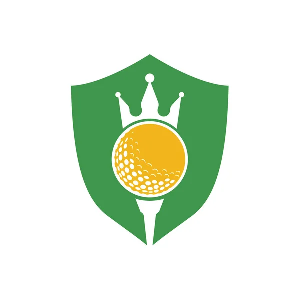 King Golf Vector Logo Ontwerp Golfbal Met Kroon Vector Icoon — Stockvector