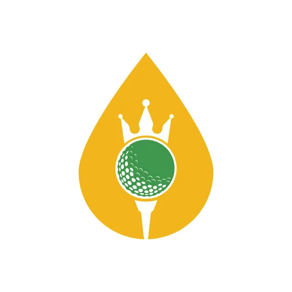 Концепція Дизайну Логотипу Королівського Гольфу Формі Падіння Гольф Куля Коронкою — стоковий вектор