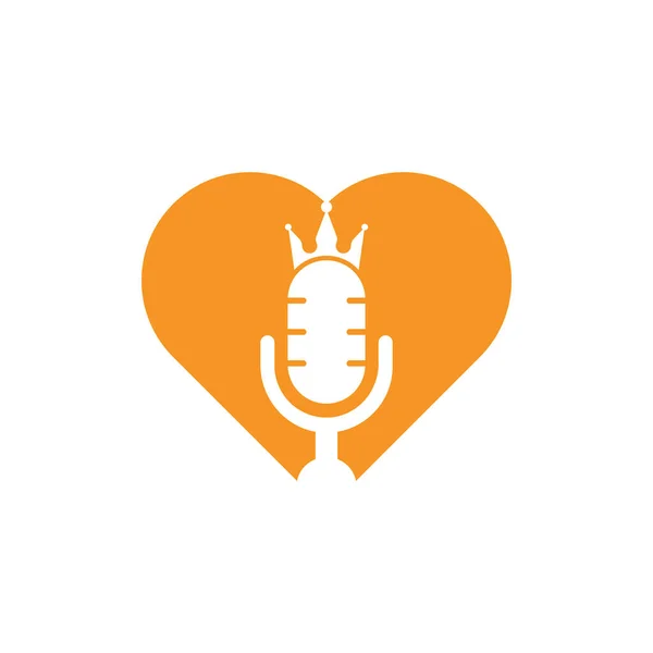 Podcast金和心形矢量标志设计 金音乐标志设计理念 — 图库矢量图片
