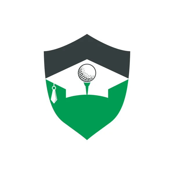 Sombrero Graduación Diseño Logotipo Pelota Golf Icono Escuela Golf Elemento — Archivo Imágenes Vectoriales