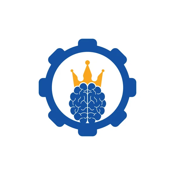 Дизайн Логотипу Коронного Мозку Шестерні Розумний Король Векторний Дизайн Логотипу — стоковий вектор